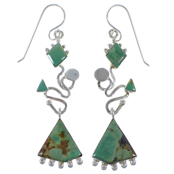 Turquoise And Silver Southwestern Hook Earrings CX46918